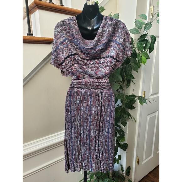 Laundry Women's Multicolor Viscose V-Neck Short Sleeve Knee Length Dress Large - Picture 6 of 13